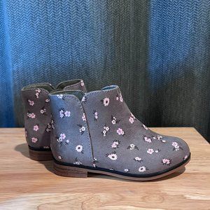 Toddler Girls Floral Boots, Size 8 Cat & Jack Toddler Gray Boots w/ Pink Flowers